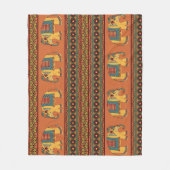 インディアンゾウ、オレンジ伝統的のシームレス。 フリースブランケット (正面)