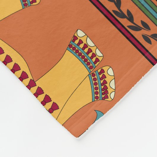 インディアンゾウ、オレンジ伝統的のシームレス。 フリースブランケット (角)