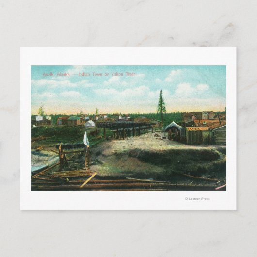 インディアンタウンオンユーコンリバーアンビク, AK ポストカード (正面)