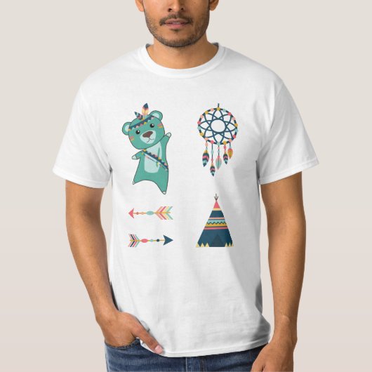 インディアンターコイズベアースティッカーズティピ Tシャツ (正面)