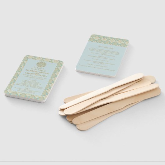 インディアンターコイズ-結婚式 プログラムファン ハンドファン (組立なし)