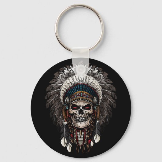 インディアンチーフスカルタトゥー キーホルダー (正面)