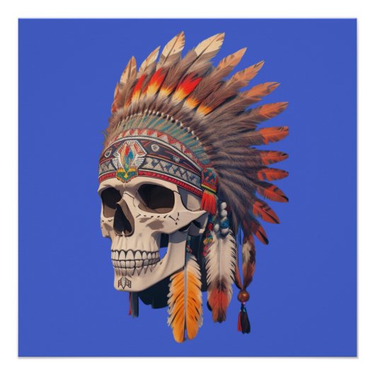 インディアンチーフスカル |先住民アメリカスカル ポスター (正面)