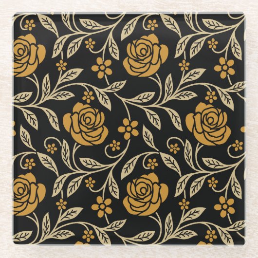 インディアンテキス伝統的ト：フローラシームレス。 ガラスコースター (正面)