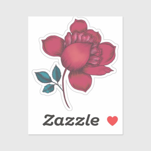 インディアンデザインフラワーイラストレーション- Vivaマゼンタ シール (シート)