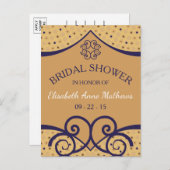 インディアンデライトブライダルシャワー招待 インビテーションポストカード (正面/裏面)
