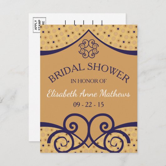 インディアンデライトブライダルシャワー招待 インビテーションポストカード (正面/裏面)