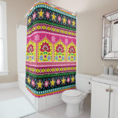 インディアントラックアートフローラのシームレスなフォークアートパターン シャワーカーテン (インサイチュ)