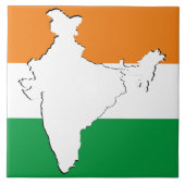 インディアントリカラー国旗「ティランガ」のインドの地図 タイル (正面)