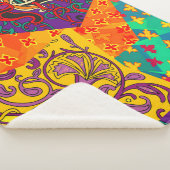 インディアントルコフェスティバルパッチワークマンダラ シェルパブランケット (3/4)