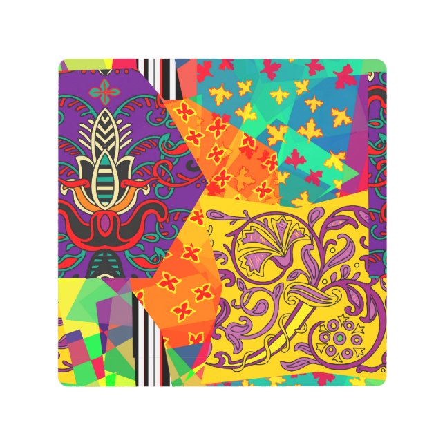 インディアントルコフェスティバルパッチワークマンダラ メタルプリント (正面)