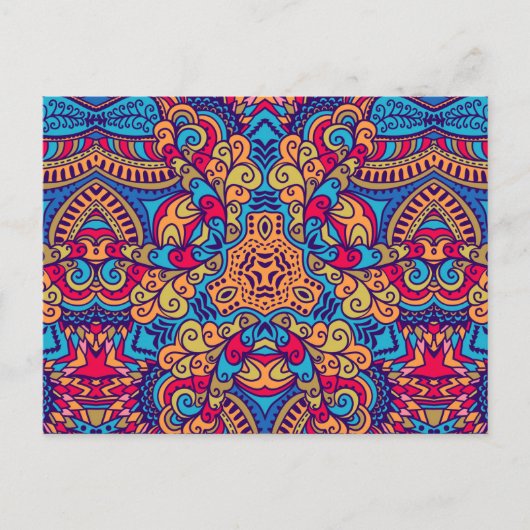 インディアンドリーム万華鏡のように千変万化するパターン ポストカード (正面)
