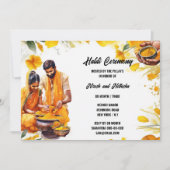 インディアンハルディ式ターメリックフローラ新郎新婦 招待状 (正面)