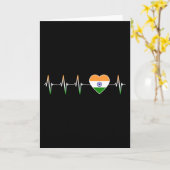 インディアンハートビートアイラブインド国旗のハート国 カード (黄色い花)