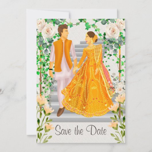 インディアンパキスタンゴールデンウェディング日付を保存 セーブザデート (正面)