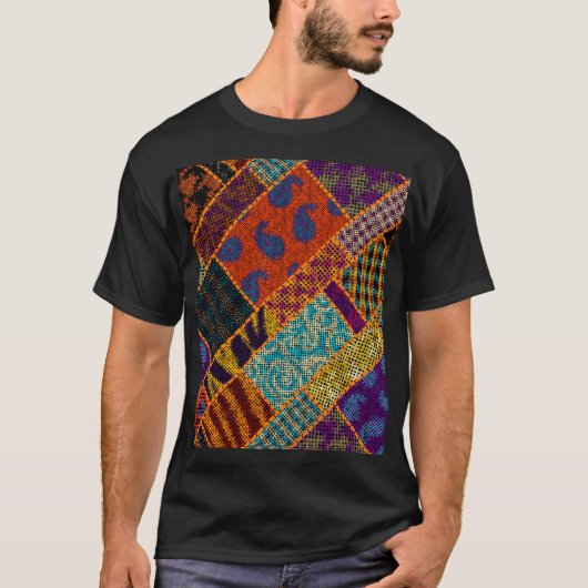 インディアンパッチワーク模倣、ヴィンテージキャンバス。 Tシャツ (正面)