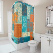 インディアンパッチワーク、シームレスなヴィンテージ背景。 シャワーカーテン (インサイチュ)