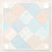 インディアンパッチワーク：ヴィンテージシームレスパターン。 ガラスコースター (裏面)