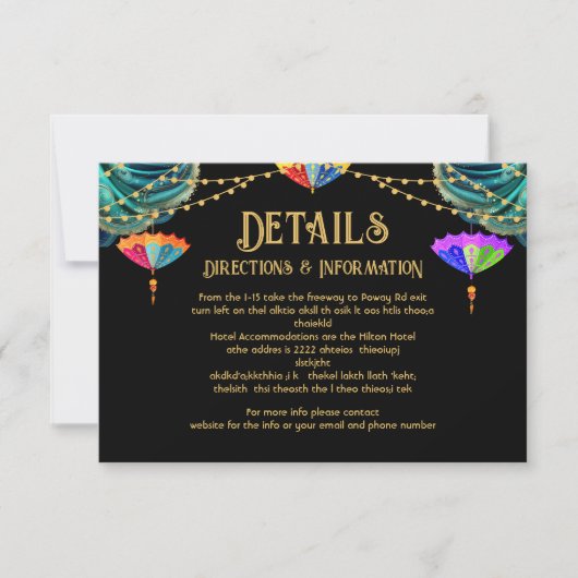 インディアンパラソル結婚ライトの詳細情報カード 出欠カード (正面)