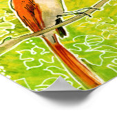 インディアンパラダイスフライキャッチャートロピカルバードイエロー ポスター (角)