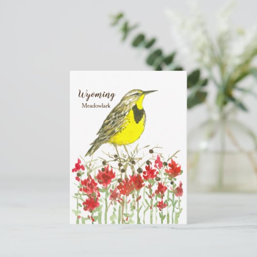インディアンパントブラシメドウラルク州ワイオミングの鳥 ポストカード (スタンド正面)