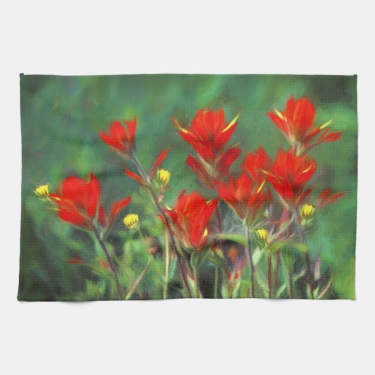 インディアンパントブ絵画ラシのオリジナル – フラワーアート キッチンタオル (横)