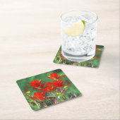 インディアンパントブ絵画ラシのオリジナル – フラワーアート スクエアペーパーコースター (インサイチュ)