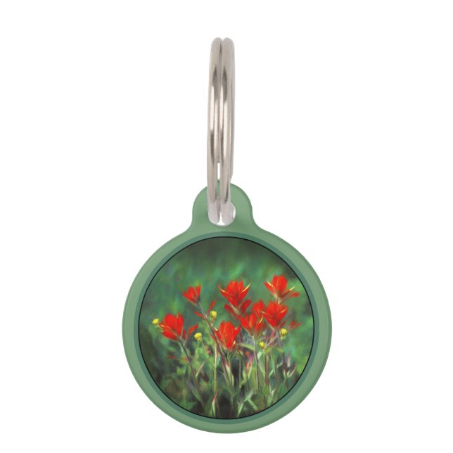 インディアンパントブ絵画ラシのオリジナル – フラワーアート ペット　ネームタグ (正面)