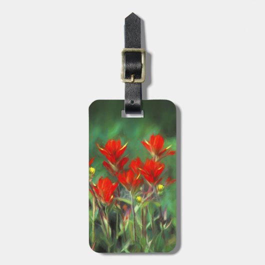 インディアンパントブ絵画ラシのオリジナル – フラワーアート ラゲッジタグ (正面縦)