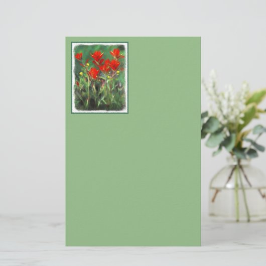 インディアンパントブ絵画ラシのオリジナル – フラワーアート 便箋 (スタンド正面)