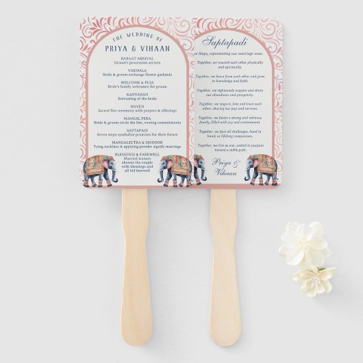 インディアンヒンズーサパダディ結婚式 プログラムファン ハンドファン (正面&裏面)