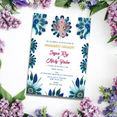 インディアンヒンズー婚約セレモニーピーコックフェザー 招待状