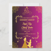 インディアンヒンズー婚約セレモニーPink & Golden 招待状 (正面)