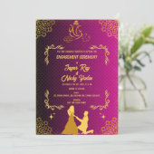 インディアンヒンズー婚約セレモニーPink & Golden 招待状 (スタンド正面)