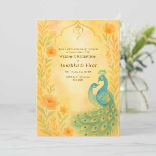 インディアンヒンズー式レセプションピーコックフローラ 招待状 (スタンド正面)
