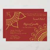 インディアンヒンズー教ガネッシュ結婚式の招待ガルバメーンディ 招待状 (正面/裏面)