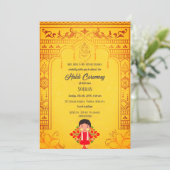 インディアンヒンズー教新郎ハルディ王室の式 招待状 (スタンド正面)