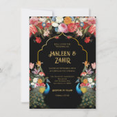 インディアンヒンズー結婚孔雀フローラ 招待状 (正面)