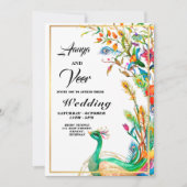 インディアンヒンドゥーピーコック結婚式招待状 招待状 (正面)