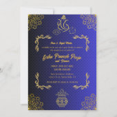インディアンヒンドゥー引っ越し祝いパーティーグリハプラヴェシュゴールデン 招待状 (正面)