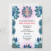 インディアンヒンドゥー引っ越し祝いパーティーグリハプラヴェシュピーコック 招待状 (正面)