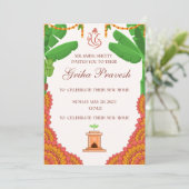 インディアンヒンドゥー引っ越し祝いパーティーグリハプラヴェシュ招待状 招待状 (スタンド正面)