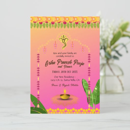インディアンヒンドゥー引っ越し祝いパーティーグリハプラヴェシュ 招待状 (スタンド正面)