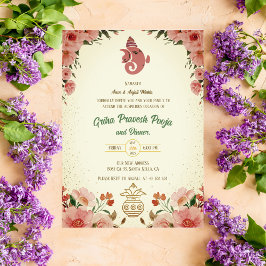 インディアンヒンドゥー引っ越し祝いパーティーグリハプラヴェシュ 招待状