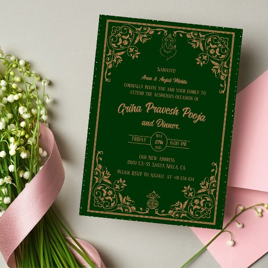 インディアンヒンドゥー引っ越し祝いパーティーグリハプラヴェシュ 招待状