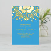 インディアンヒンドゥー教結婚手描き 箔招待状 (立ち正面)