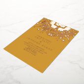 インディアンヒンドゥー教結婚手描き 箔招待状 (回転した状態)