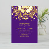 インディアンヒンドゥー教結婚手描き 箔招待状 (立ち正面)