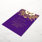 インディアンヒンドゥー教結婚手描き 箔招待状 (回転した状態)