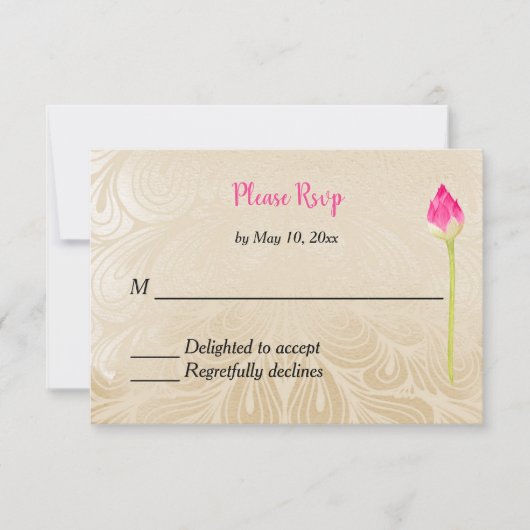 インディアンヒンドゥー結婚式招待状RSVP 出欠カード (正面)